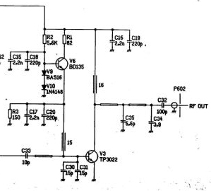 Schematic of final stage of amplifier